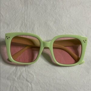 Seagram Green Square Sunglasses with Pink Lenses
